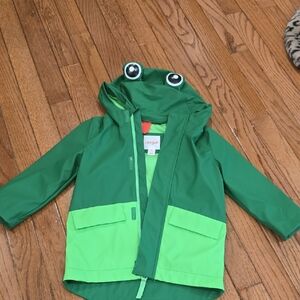 Cat & Jack Green Two-Tone Frog Hood Rain Jacket